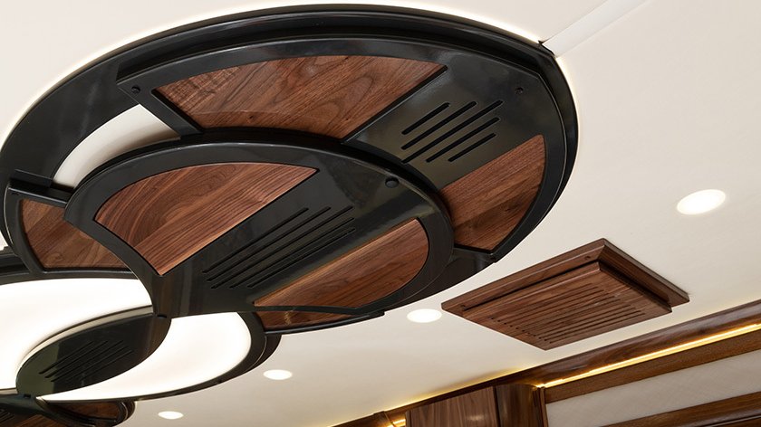 2020 American Eagle shown in Inspiration interior decor with American Black Walnut cabinetry