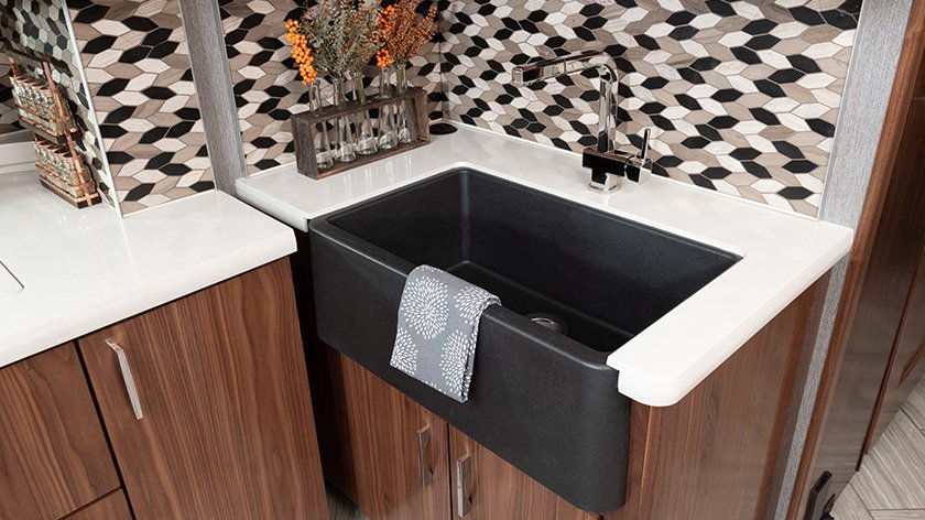 2020 American Eagle shown in Inspiration interior decor with American Black Walnut cabinetry