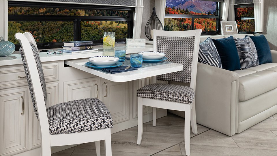 American Dream 45A shown in Club Navy interior decor and Edgecomb cabinetry
