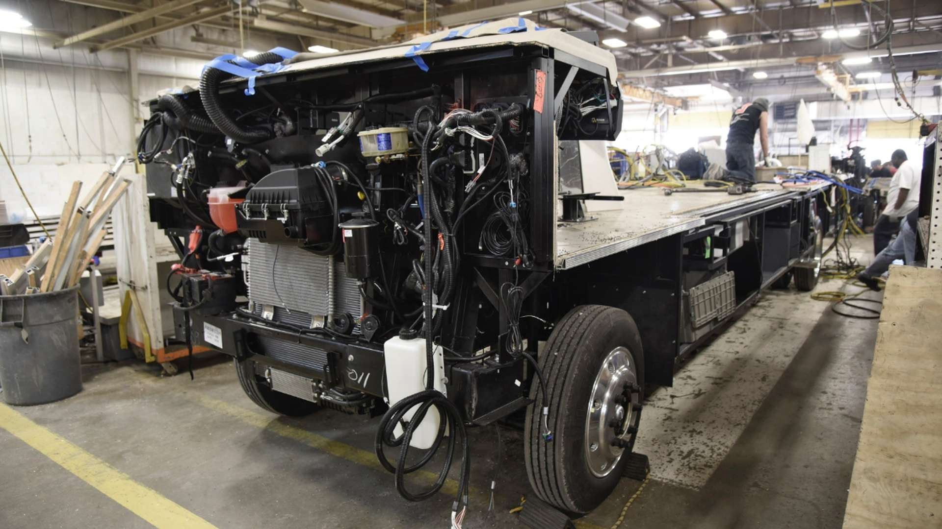 Vehicle being assembled