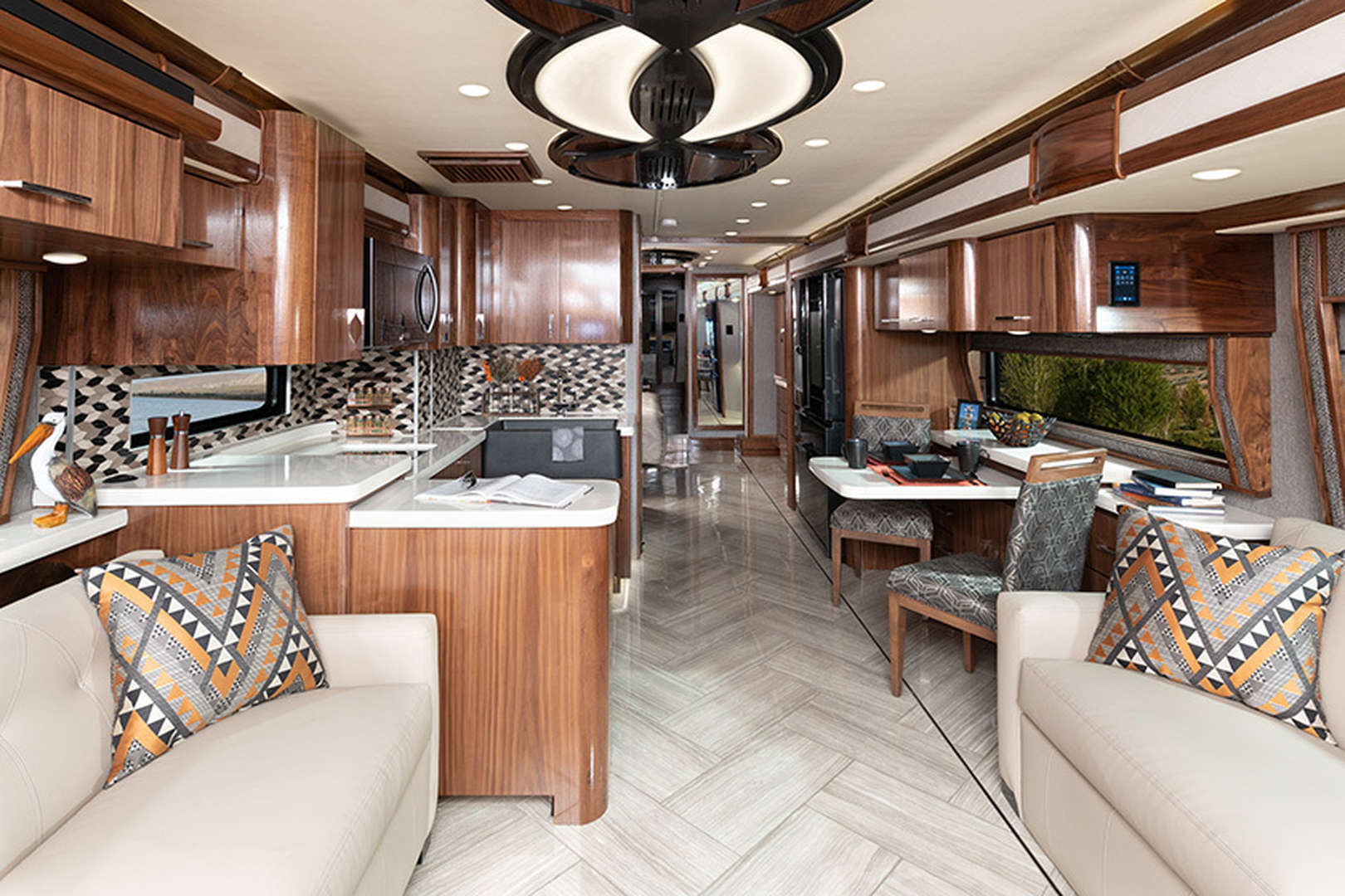 2020 American Eagle shown in Inspiration interior decor with American Black Walnut cabinetry.