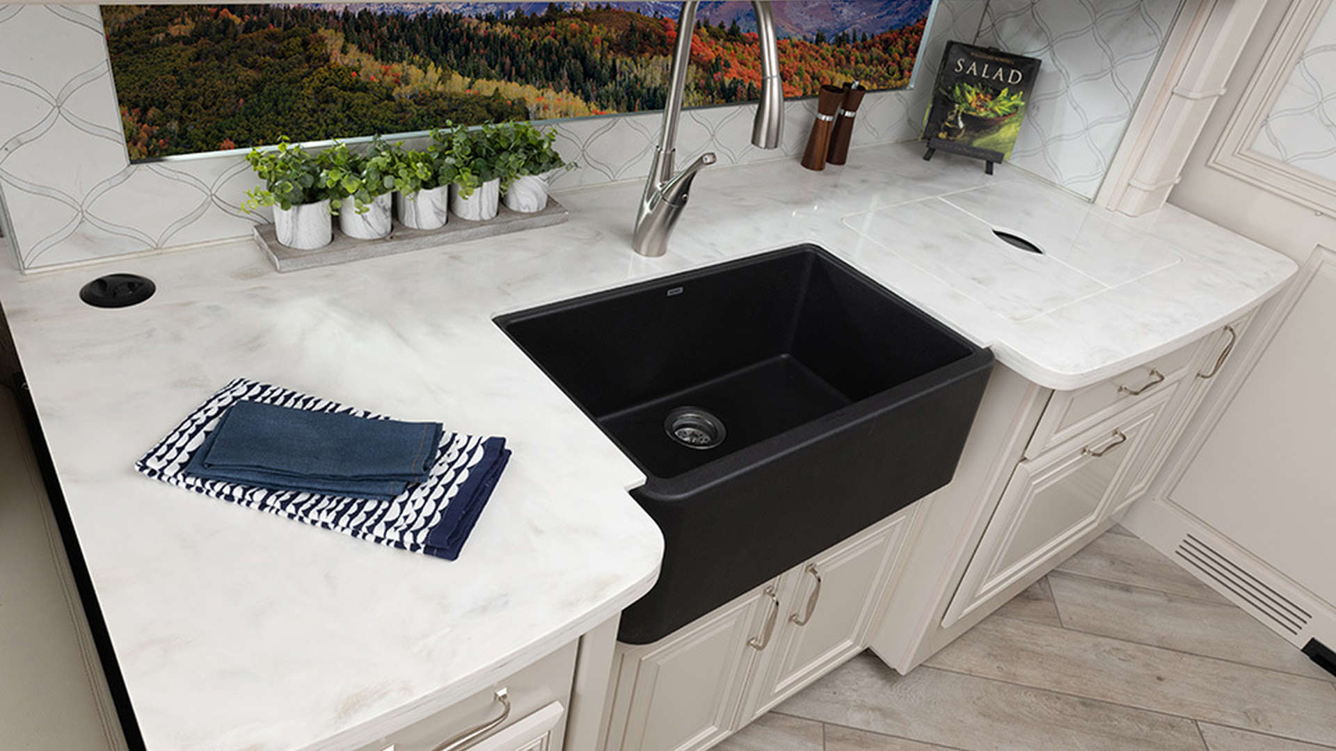 American Dream 45A shown in Club Navy interior decor and Edgecomb cabinetry